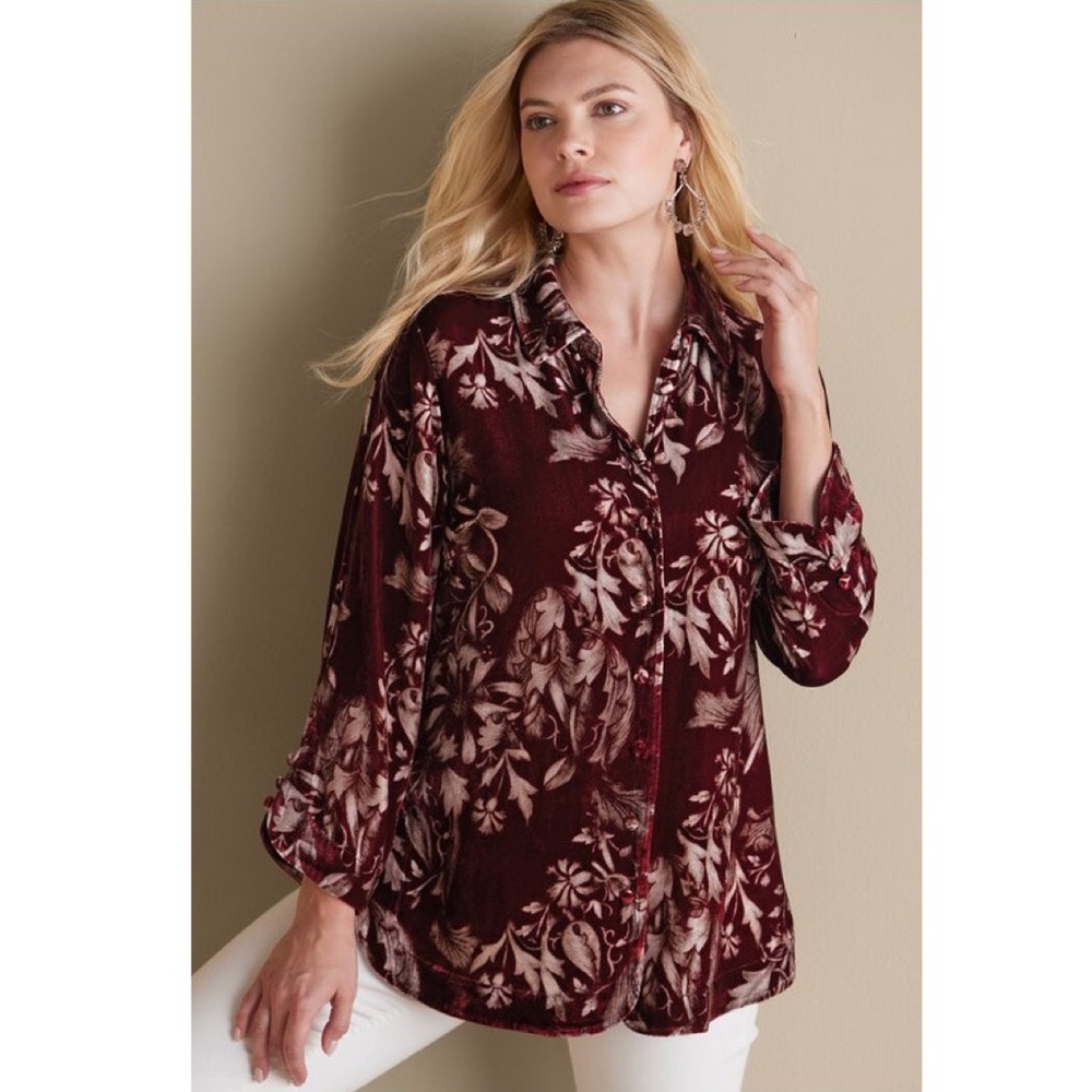 Soft Surroundings Icon Silk Velvet Poets Tunic